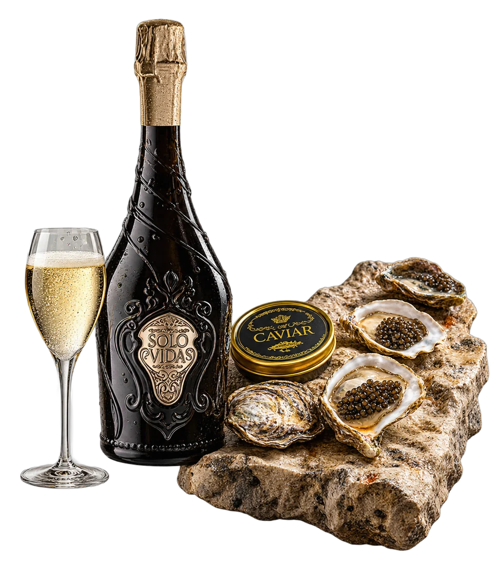 Caviar, fresh oysters and sparkling wine